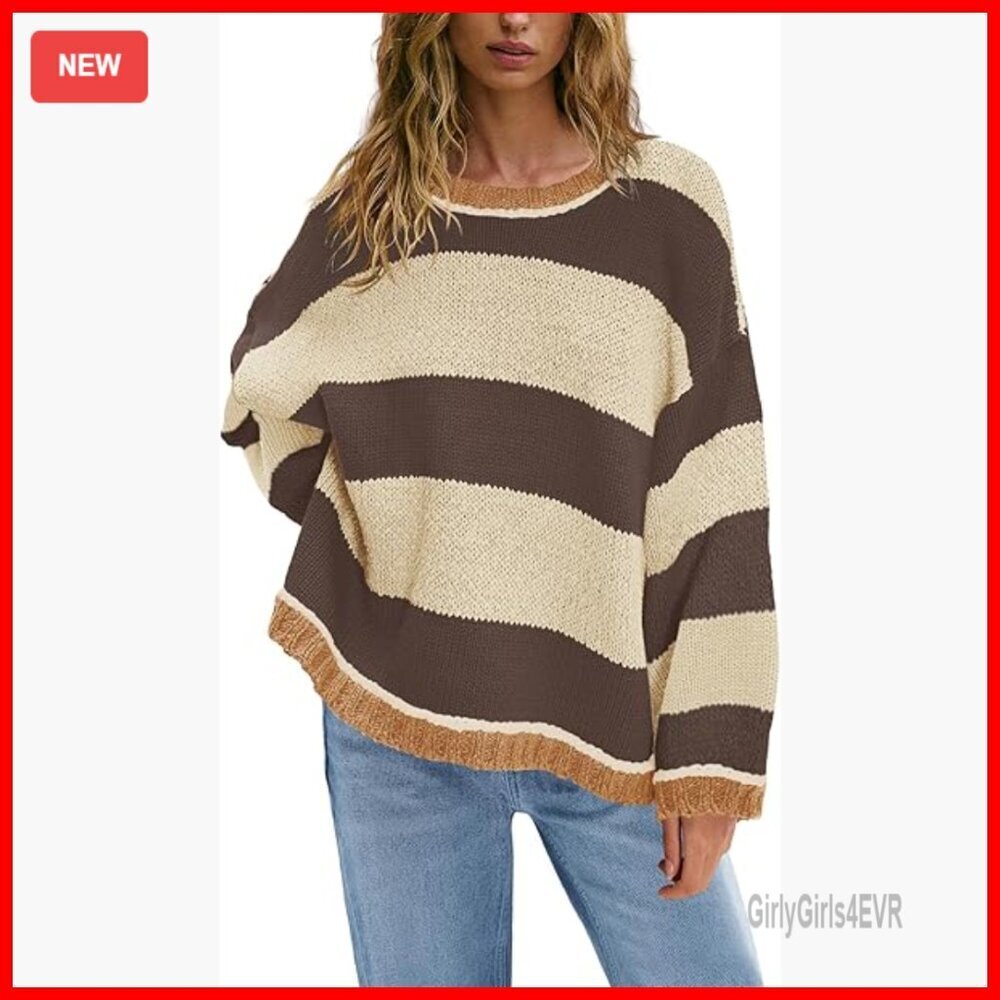 Oversized Chunky Cable Knit Sweater Crewneck Pullover Long Sleeve Top